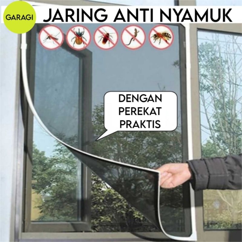 JARING KELAMBU KASA PENGHALANG ANTI NYAMUK JENDELA DENGAN PEREKAT