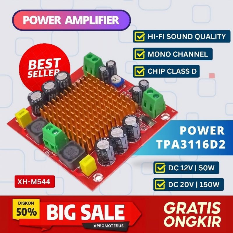 Amplifier TPA3116D2 Mono 150W Chip ORI M544 digital power amplifier class D