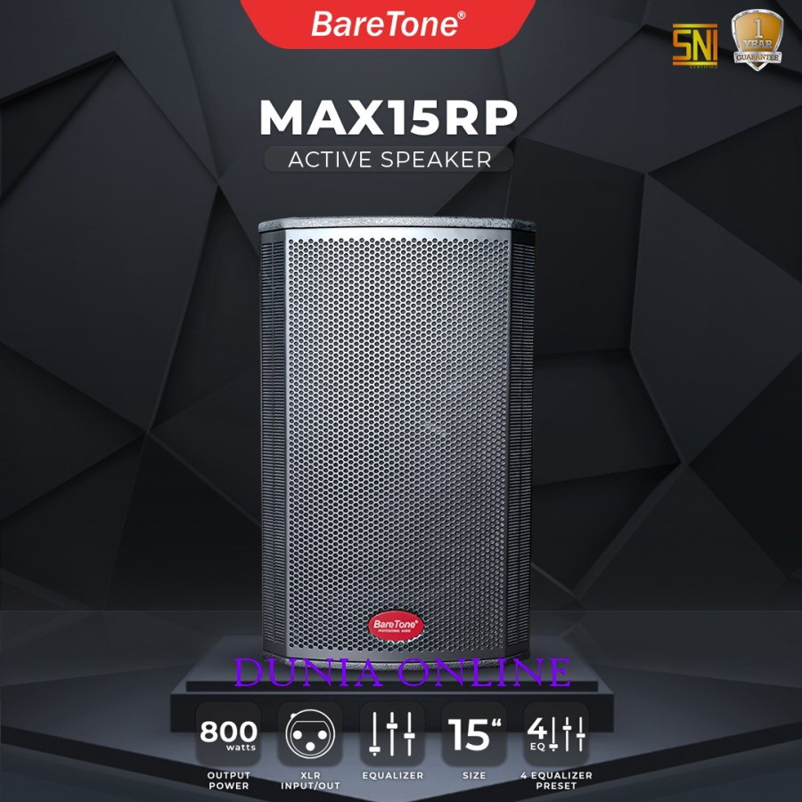 Speaker Aktif 15 inch Baretone MAX15RP Original MAX 15 RP MAX 15RP 800 watt harga 1pasang