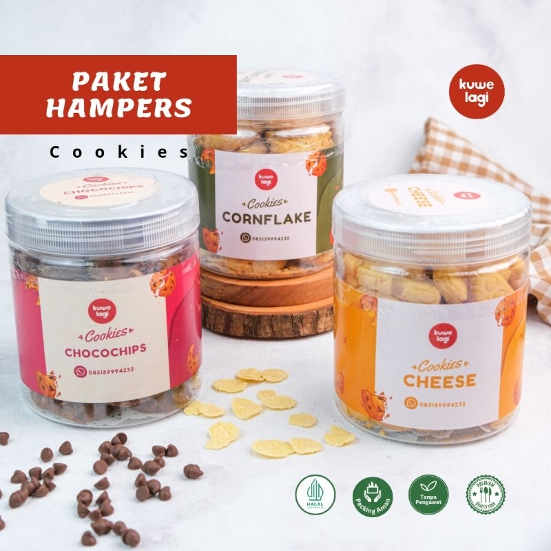 

Paket Hampers Kue Lebaran Cookies Homemade Cheese Keju Chocochips Chocolate Cokelat Cornflakes Jangung