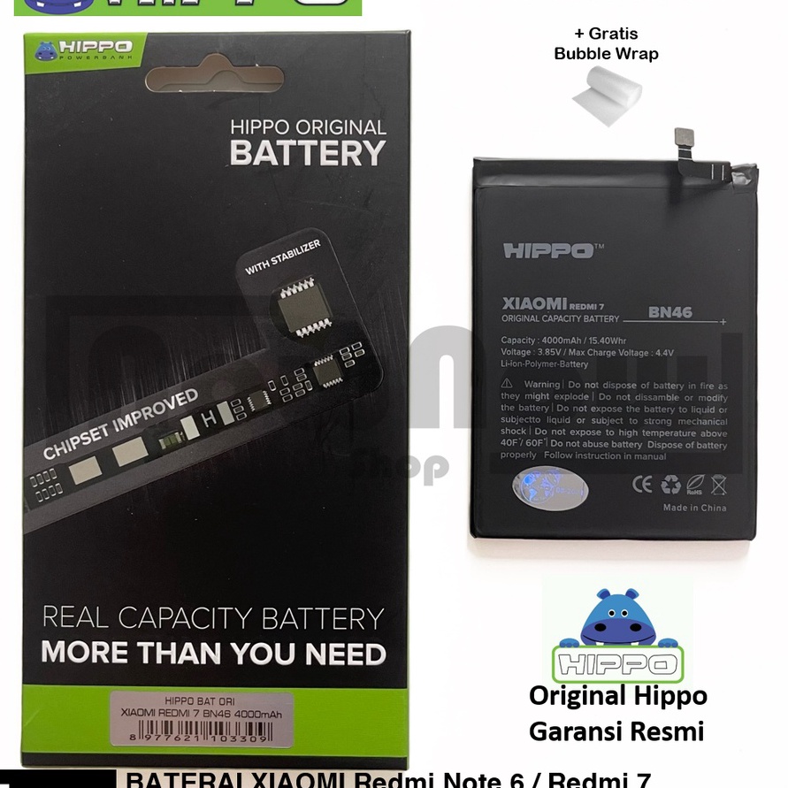 Stok terbaru Baterai Hippo Xiaomi Redmi 7  Redmi Note 8  Redmi Note 6 BN46 BN 46 Original Batre Batr