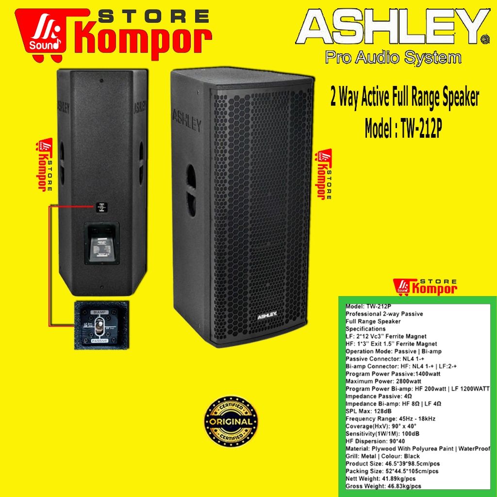 SPEAKER PASIF ASHLEY TW212P / TW 212P 12 IN DOUBLE WOOFER TW-212P