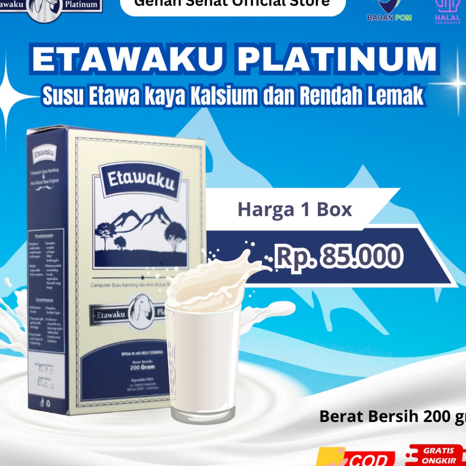 

XC26619 Etawaku Platinum Susu Kambing Etawa Krimer Nabati Bubuk Susu Kualitas Premium 1 Box