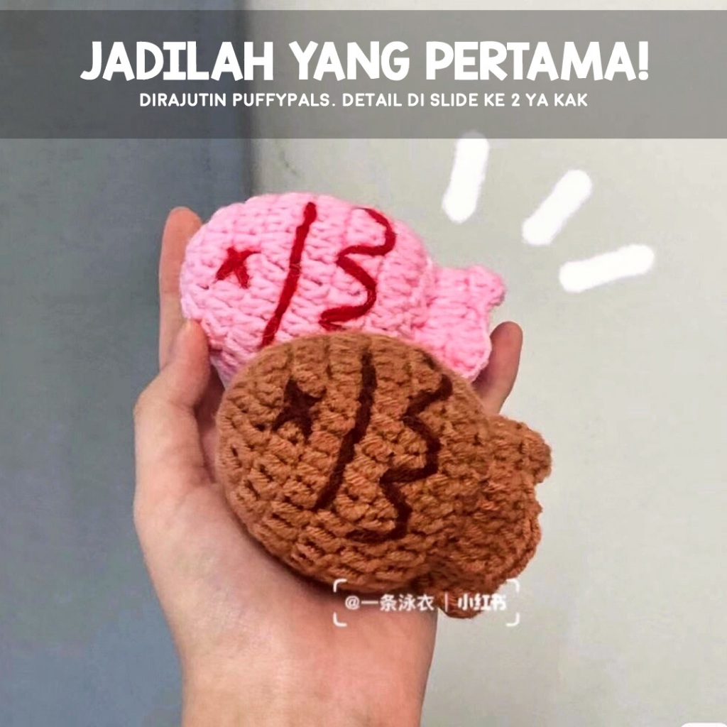 Boneka Rajut Amigurumi Crochet Gantungan Kunci Taiyaki Ikan Snack Jepang