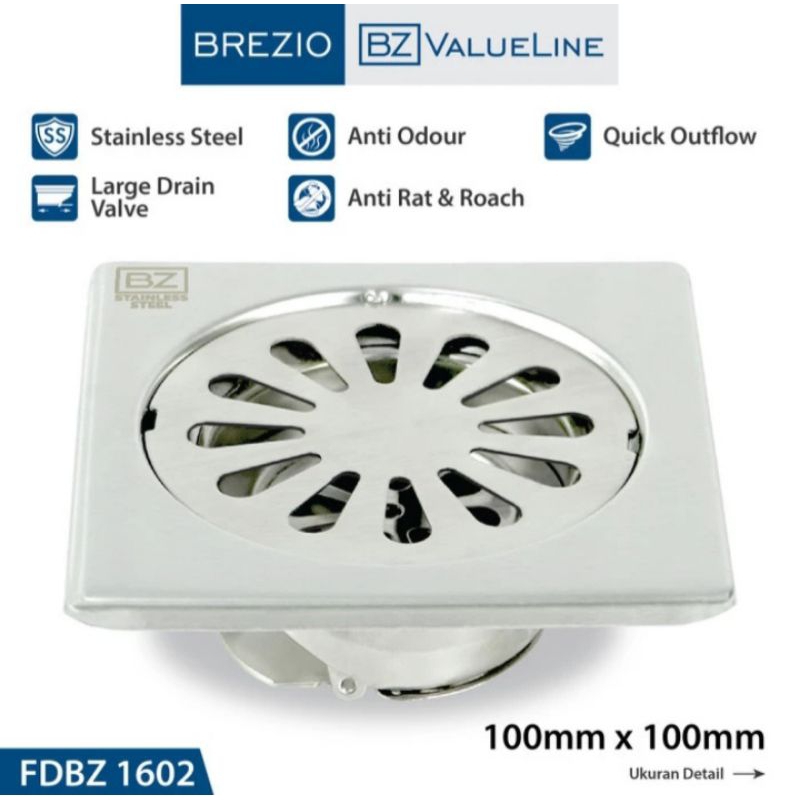 Floor Drain Brezio Saringan Got Kamar Mandi FDBZ 1602 Floor Drain Stainless