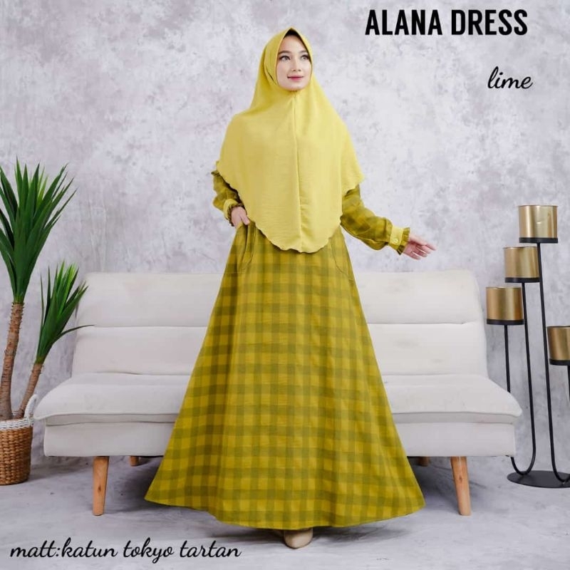 Gamis syari katun tokyo tartan kotak kotak