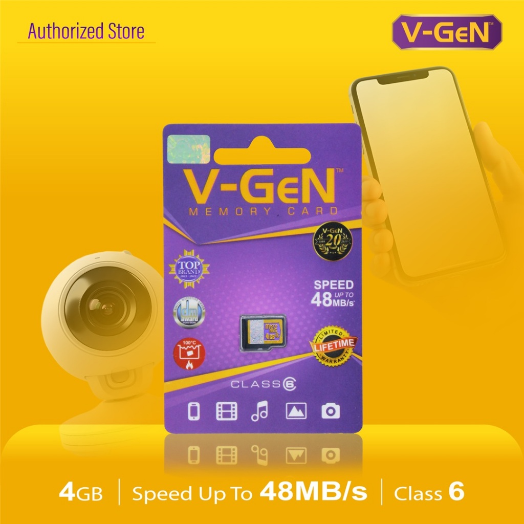 V-GeN Micro SD 4GB Class 6 VGEN Memory Card MicroSD 4 GB Class6