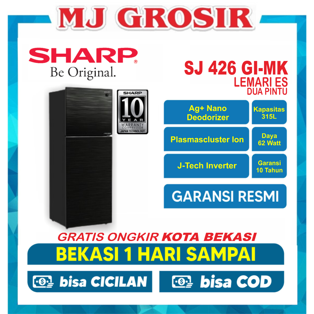 KULKAS SHARP SJ 426 GI-MK LEMARI ES 2 PINTU SJ426 SI-GK INVERTER