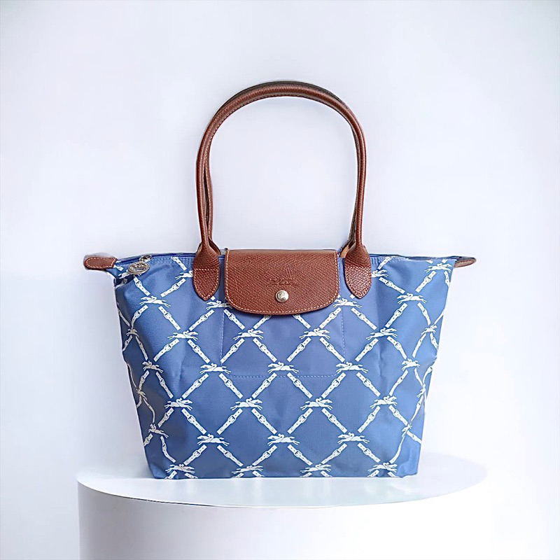 Original Long*champ LC Le Pliage Horse Print Shoulder Tote Bag Long Handle Small S (SLH) / Medium M 
