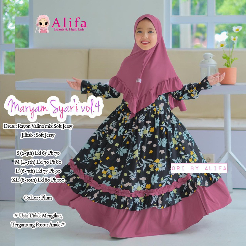ISAURA MARYAM SYARI VOL 4 DRESS KIDS FREE HIJAB BY ALIFA RANAYA GAMIS ANAK