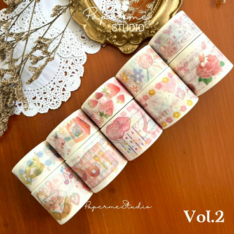 

WASHI TAPE - Vol.2 sticker roll pink cute lucu aesthetic dekor jurnal / paper deco journaling by Papermestudio