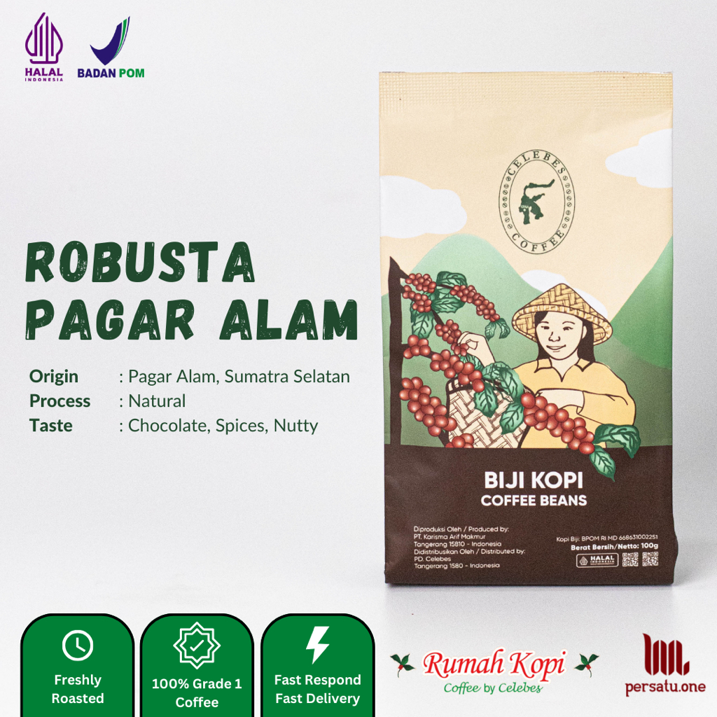 

[CELEBES COFFEE] Kopi Robusta Pagar Alam Bubuk/Biji/Espresso