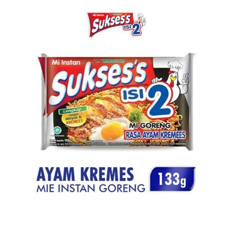 

Sukses's Isi 2 Mie Instant Goreng Ayam Kremees 133 g