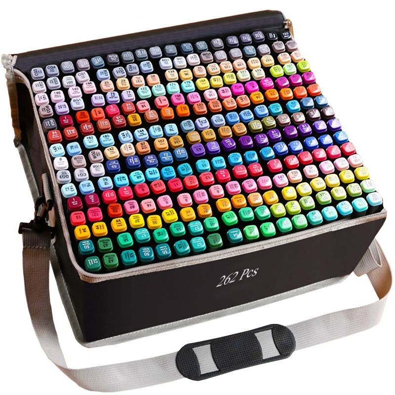 AHS - 262pcs Warna Dual Tip Marker Spidol Umum General Marker Set Animation Markers / Sketch Twin