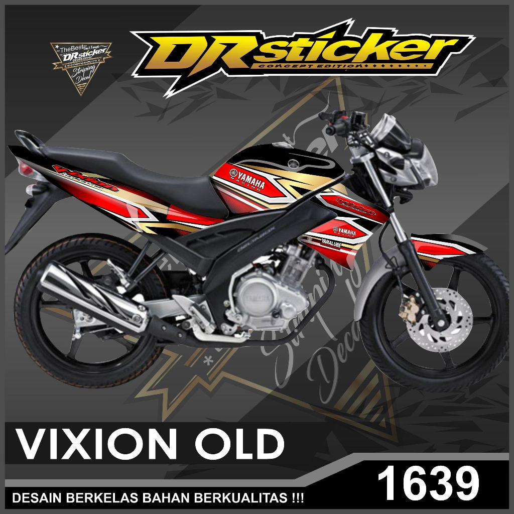 Stiker Decal Lis Body Vixion Old Lama Tahun 2010 Warna Hitam List Gold Standar