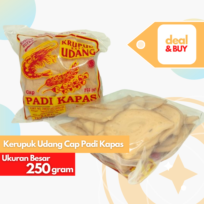 

Kerupuk Udang Ukuran Besar Cap Padi Kapas 250gr