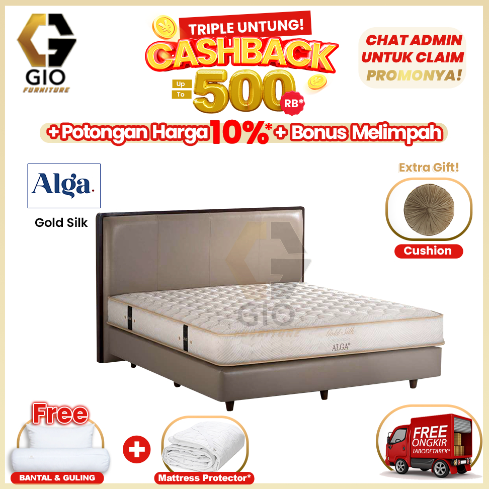 Alga Kasur Spring Bed Gold Silk Orthopedic (Fullset)