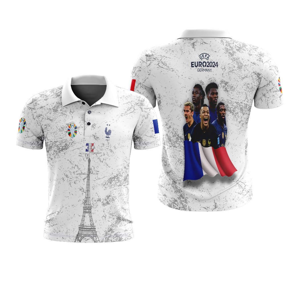 GAMEPLAN - Kaos Polo Wangky Pria Jersey Sepak Bola Euro Team Casual Negara France Full Printing Cust