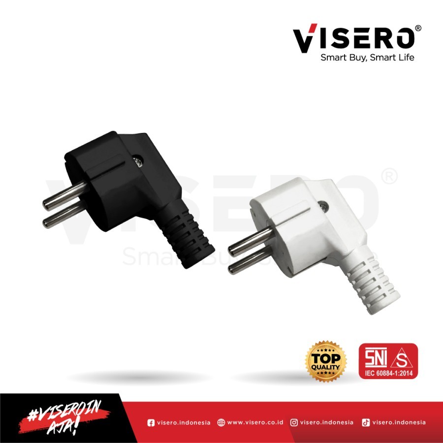 Steker L Bengkok Arde Murah VISERO SNI Putih Hitam Colokan Listrik