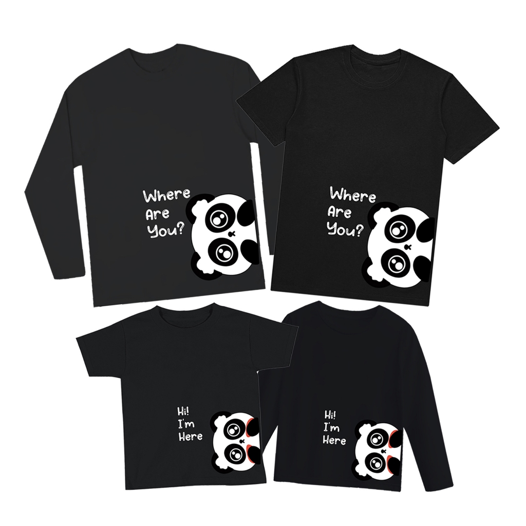 Kaos Couple Keluarga Motif Panda Pria Wanita Lengan Pendek Panjang Katun Tokojelita