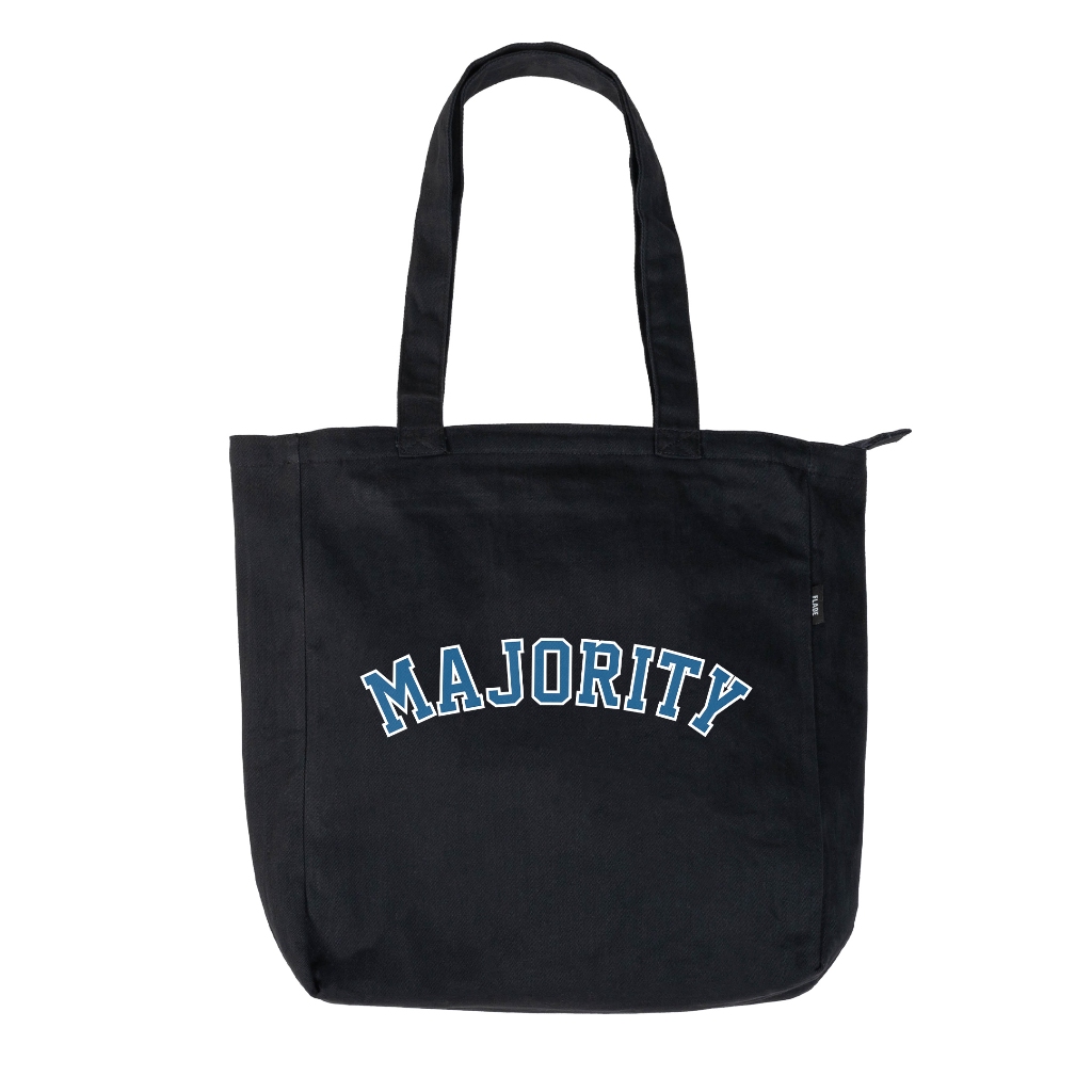

ID FLADE STUDIOS TOTEBAG KANVAS CREAM HITAM RESLETING - TAS KULIAH PRIA WANITA - MAJORITY SERIES