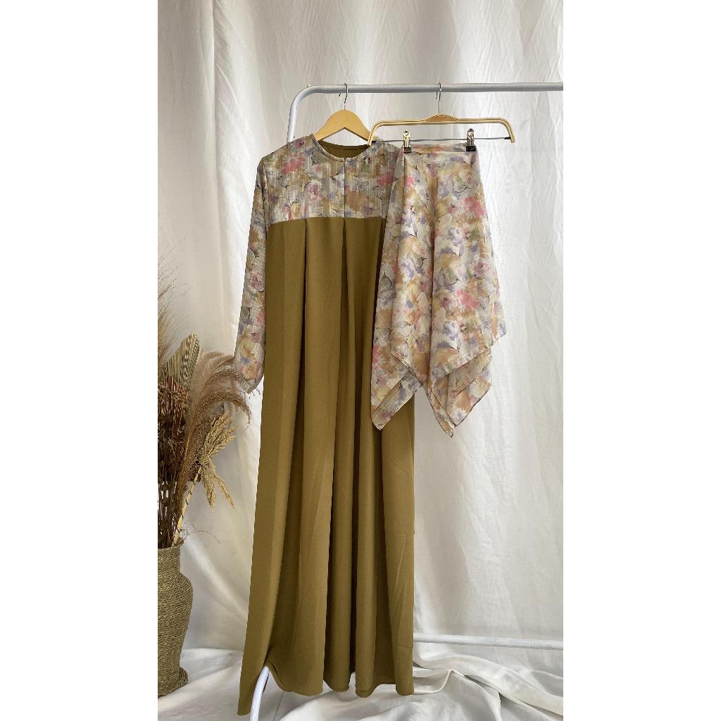 Gamis Set Hijab Ceruty Akira Doby News Tasya 2 Dress FREE PASHMINA Gamis Crinkle Import Mix Ceruty P