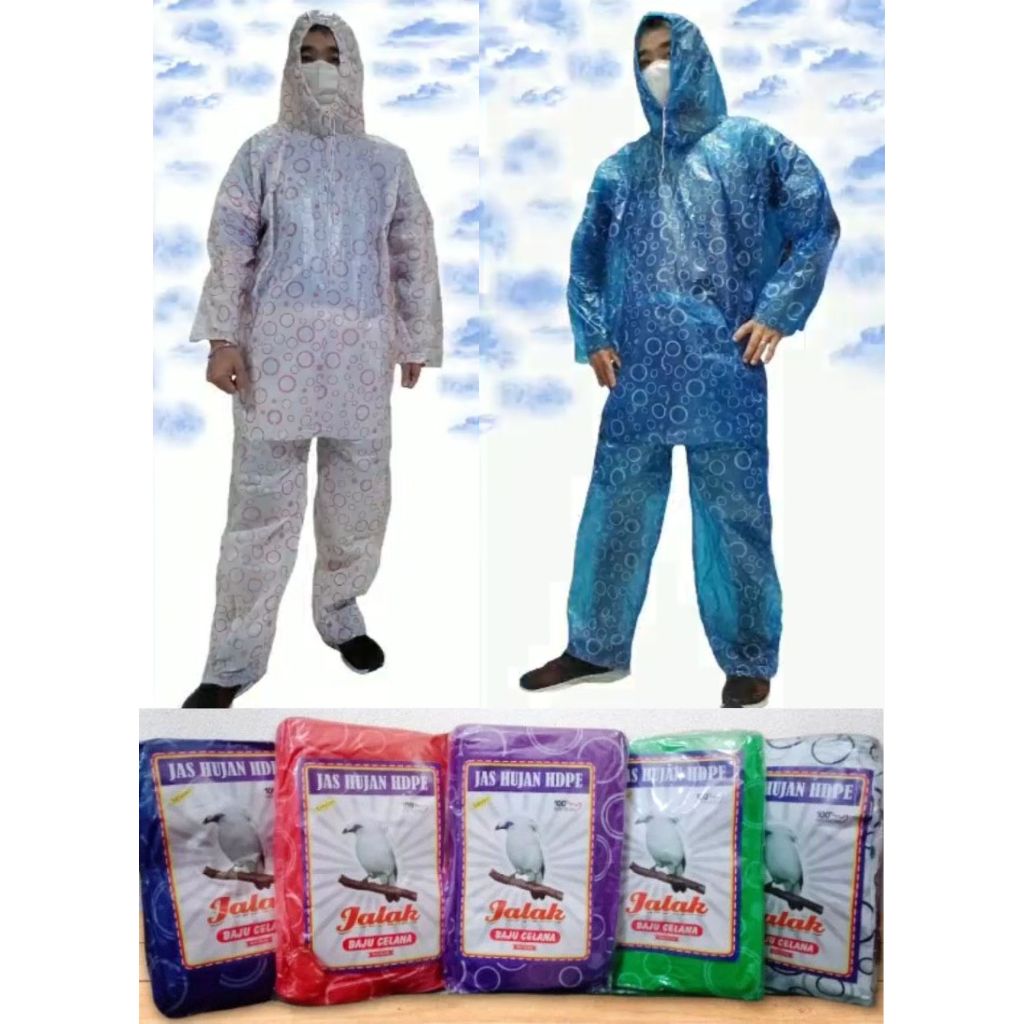 JAS HUJAN SETELAN JAKET + CELANA PLASTIK HDPE POLKADOT