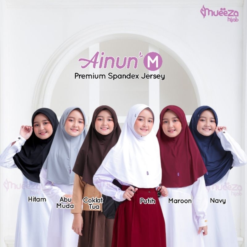 Ainun Hijab M Mueeza Hijab Bahan Jersey Jilbab Sekolah Harian Anak