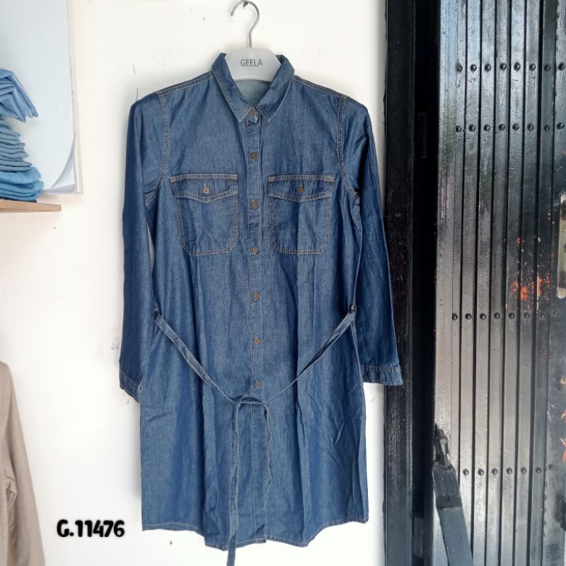 Kemeja tunik Geela Denim dark blue (11476)
