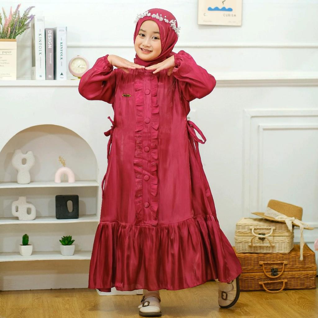 [ALTAIR KIDS] JAMEELA Dress Anak Perempuan Premium Bahan Shimmer Silk Import Usia 6-11 Tahun
