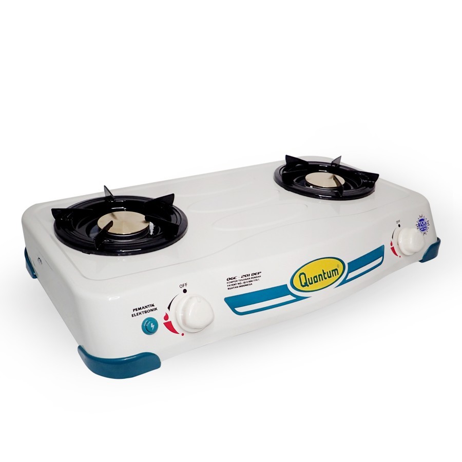 Kompor Gas 2 Tungku Pematik Elektrik QGC-201 DEP Tanpa Timer Quantum