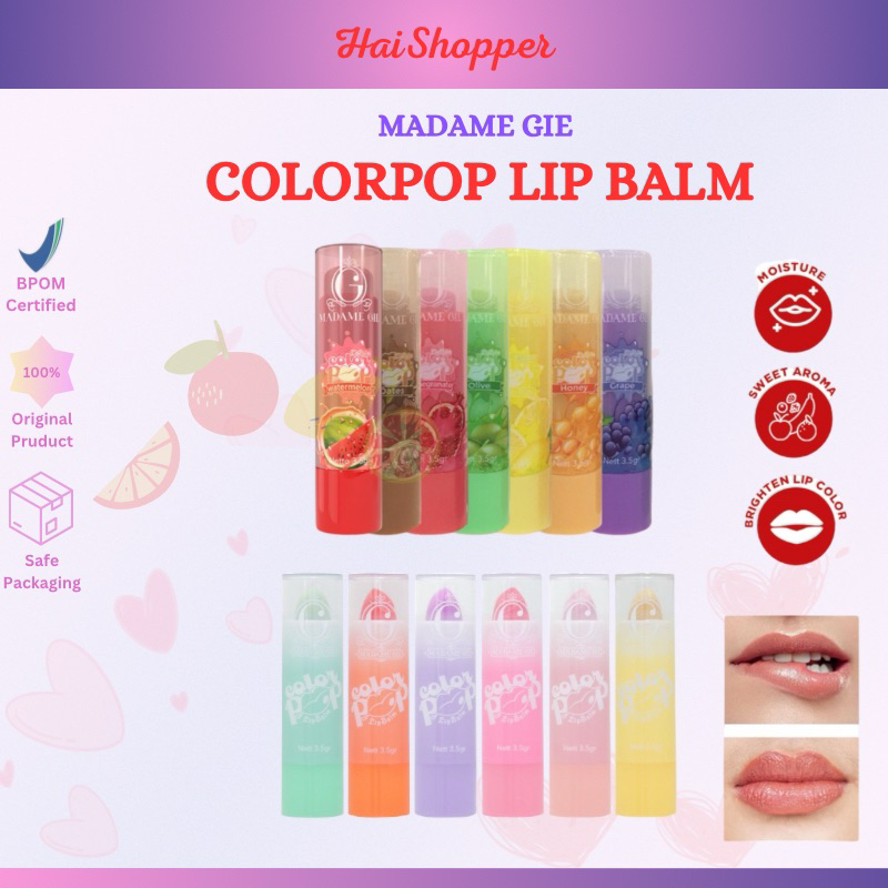 MADAME GIE Colorpop Lip Balm | Madame Gie Colorpop Lip Balm Fruity | Colorpop Lip Balm Madame Gie | 