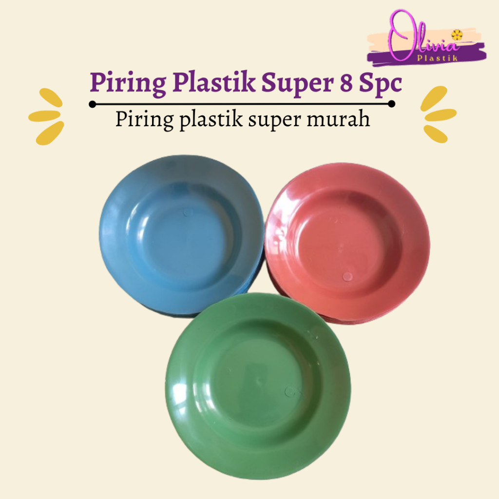 (12 pcs ) Piring Plastik 1 lusin, 8 In 20cm AR Product / piring makan plastik / piring murah / piring makan hajatan plastik murah grosir