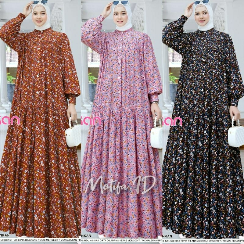 Midi Motif Original Pinkan Gamis Home Dress Busui Rayon Viscose Premium Homey/ Jessica