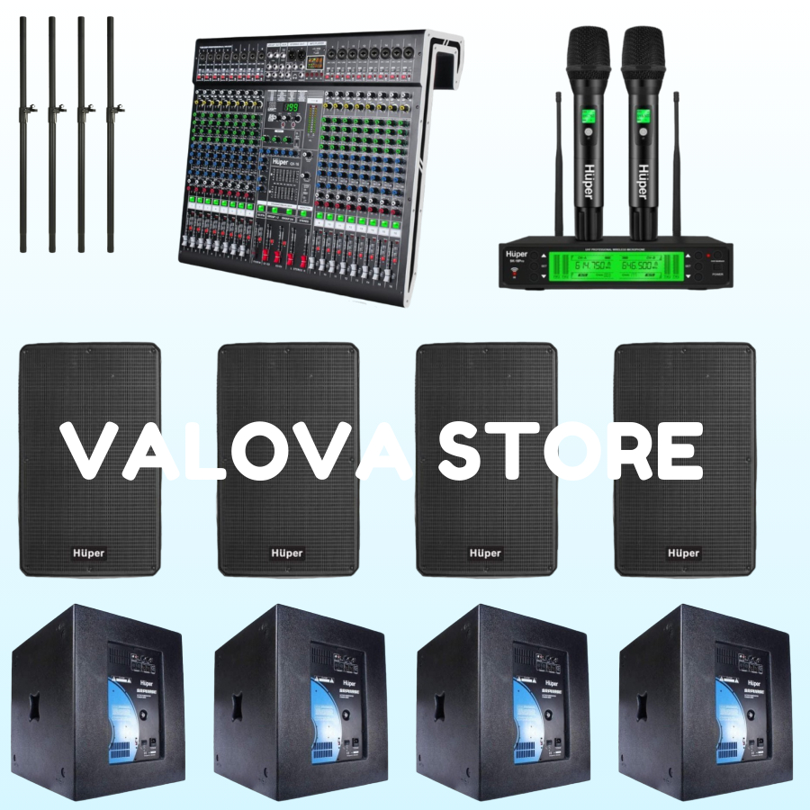 Paket 12 soundsystem Huper QA15A + Sub SRP118SE + Huper QX 16