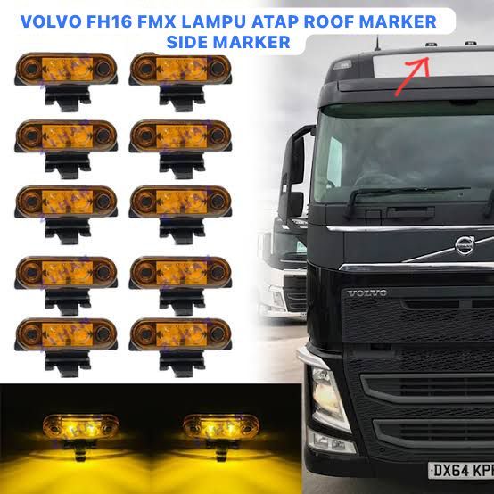 Lampu LED Roof Marker Side Marker untuk Truk Volvo Scania FH16, 12V 24V, Warna Putih Hijau Kuning