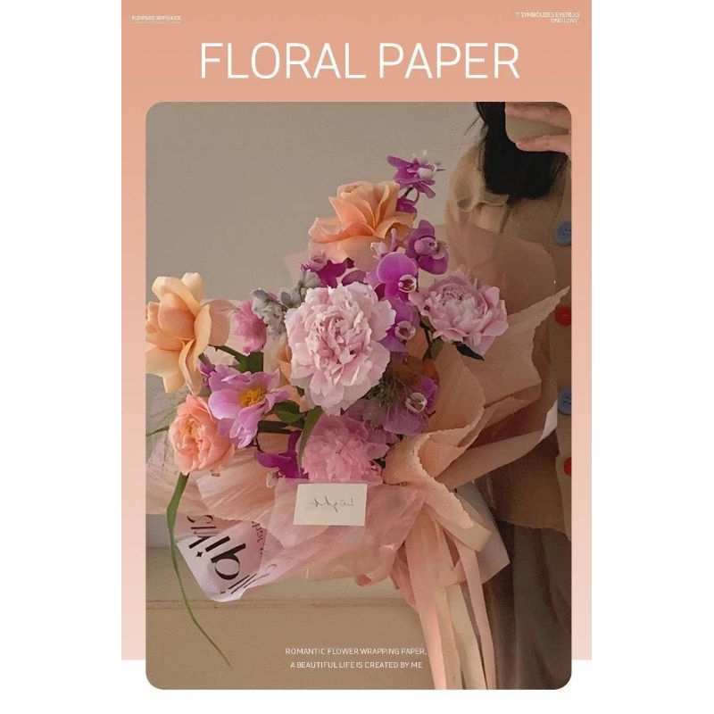 

flower Wrapping paper free packing korean non waterproof cellophane Pleated paper kertas motif lipatan kertas crepe