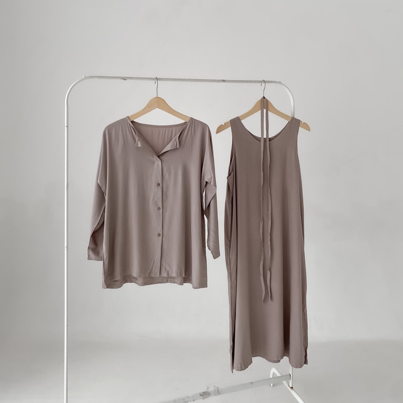 Dami Set Dress & Outer - setelan midi dress dan cardigan