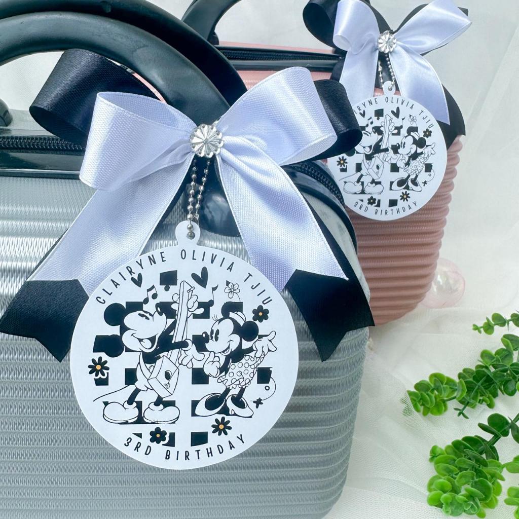 Mickey Minnie Black White Thanks Card Birthday / Tag Card / Kartu Ucapan Ulang Tahun / Hampers / Sou