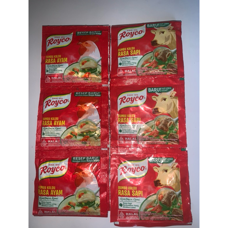 

ROYCO BUMBU KALDU PENYEDAP RASA AYAM DAN SAPI 8gr isi 12pcs