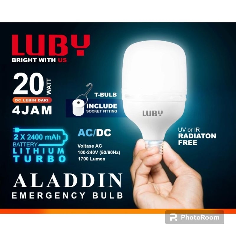 Lampu CAS EMERGENCY Luby Aladdin ll Lmapu LED Luby magic aladdin 20W  Cahaya putih