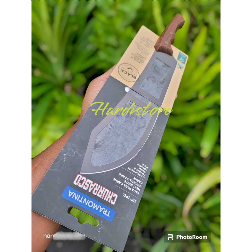 Pisau Daging Bullnose 25 cm / 10 inchi Tramontina 22844/110 Meat Knife, Churrasco Black, Stainless S