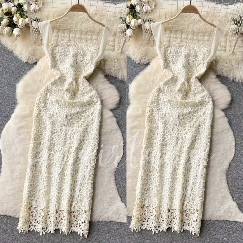 [READY STOCK] LD 78-86 Milleva Ivory-Cream Brukat Dress Korean Style Premium Fairlady_id I1