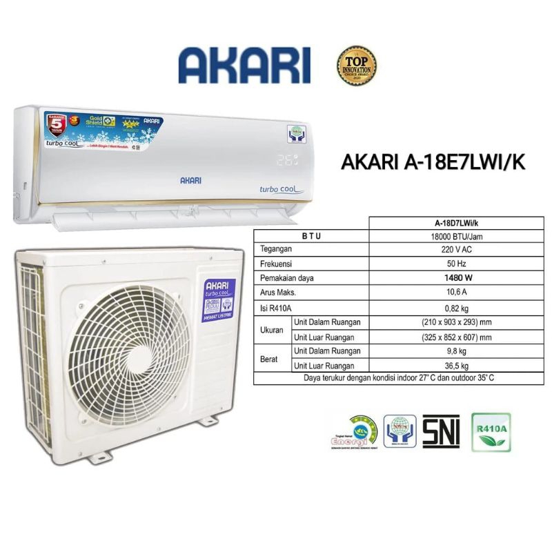 AC 2 PK AKARI Turbo Cool A-18E7LWI 1480 Watt