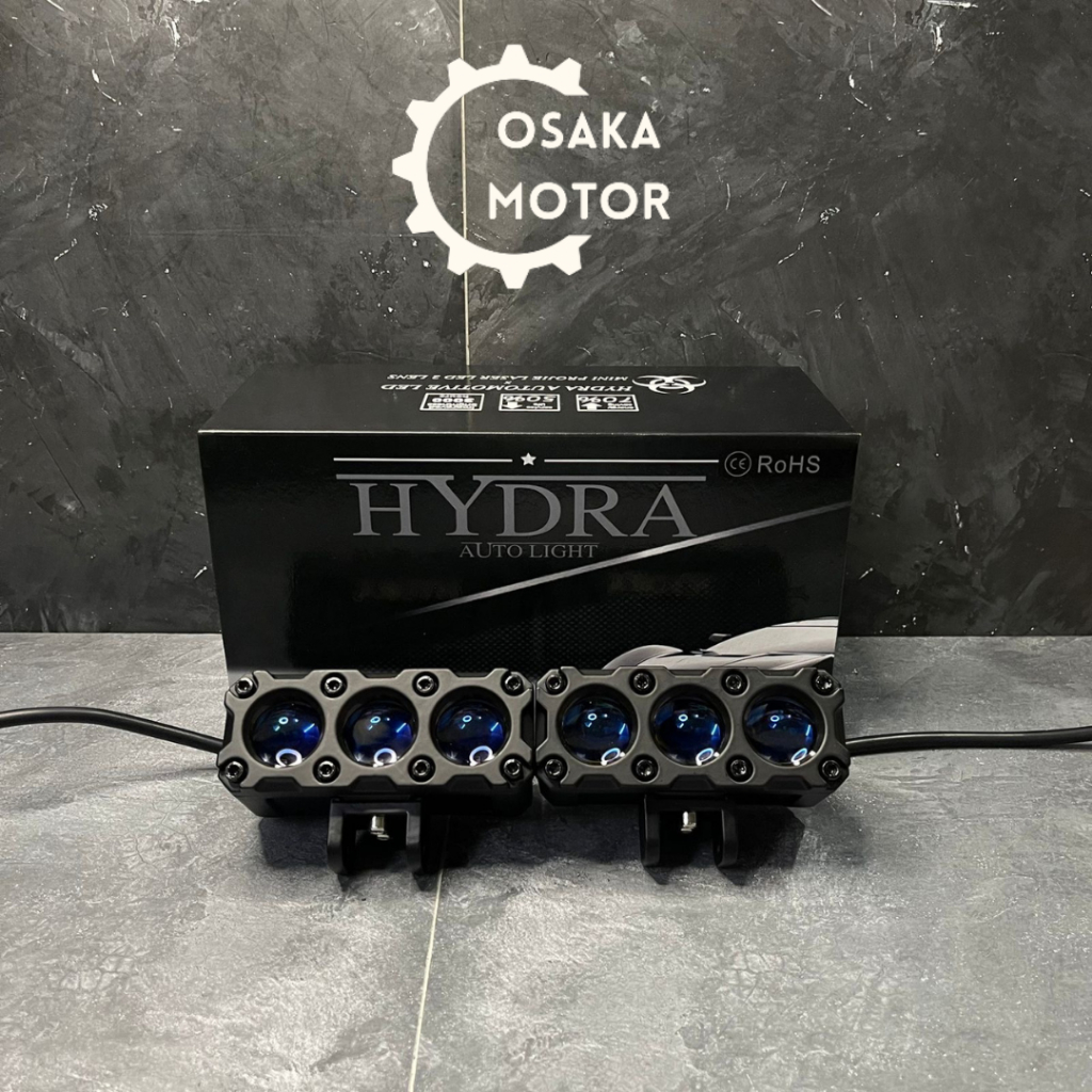Mini Projie HV3 BLACK Edition Hydra Blue Lens Lampu Tembak HYDRA 3 Mata Demon Eyes Devil Eyes Lampu 