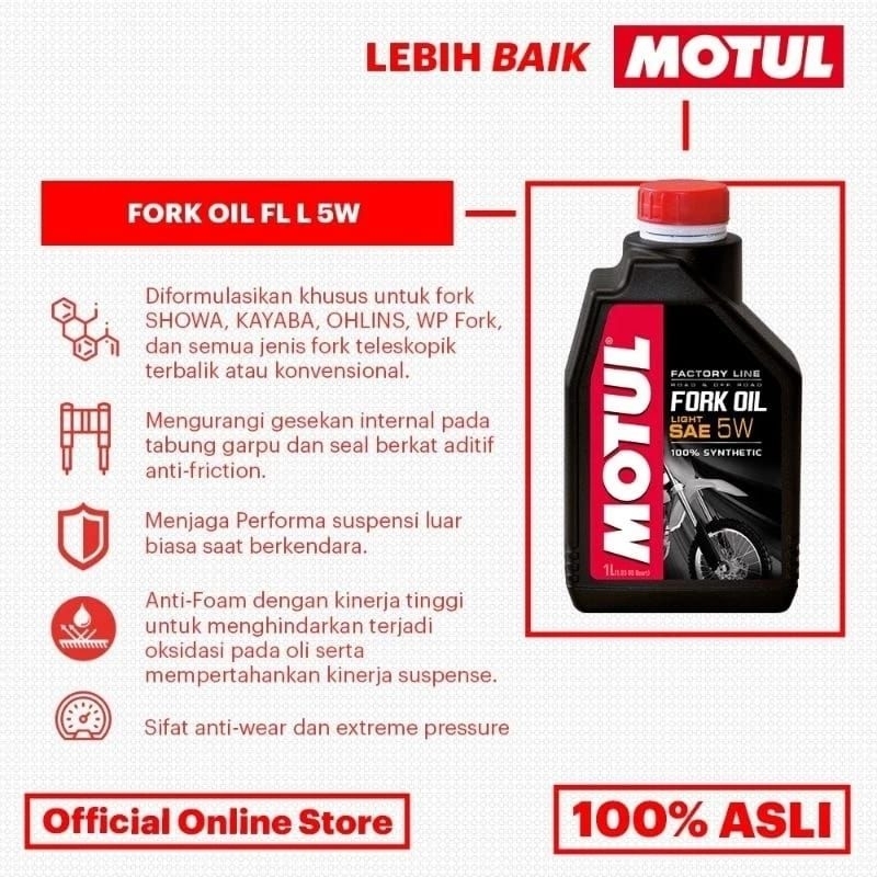 OLI SHOCK DEPAN REBOUN MOTUL 5W 10W BEAT SCOOPY VIXION SATRIA FU  CBR TIGER GL MEGAPRO CRF PCX AEROX