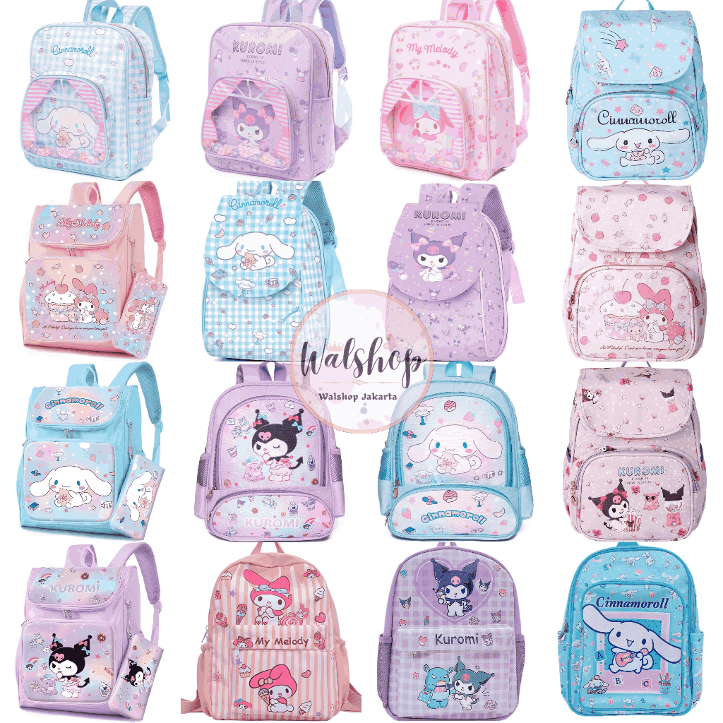 Walshop - Ransel Tas Sekolah Backpack Premium Melody Cinnamoroll Kuromi - TPS010
