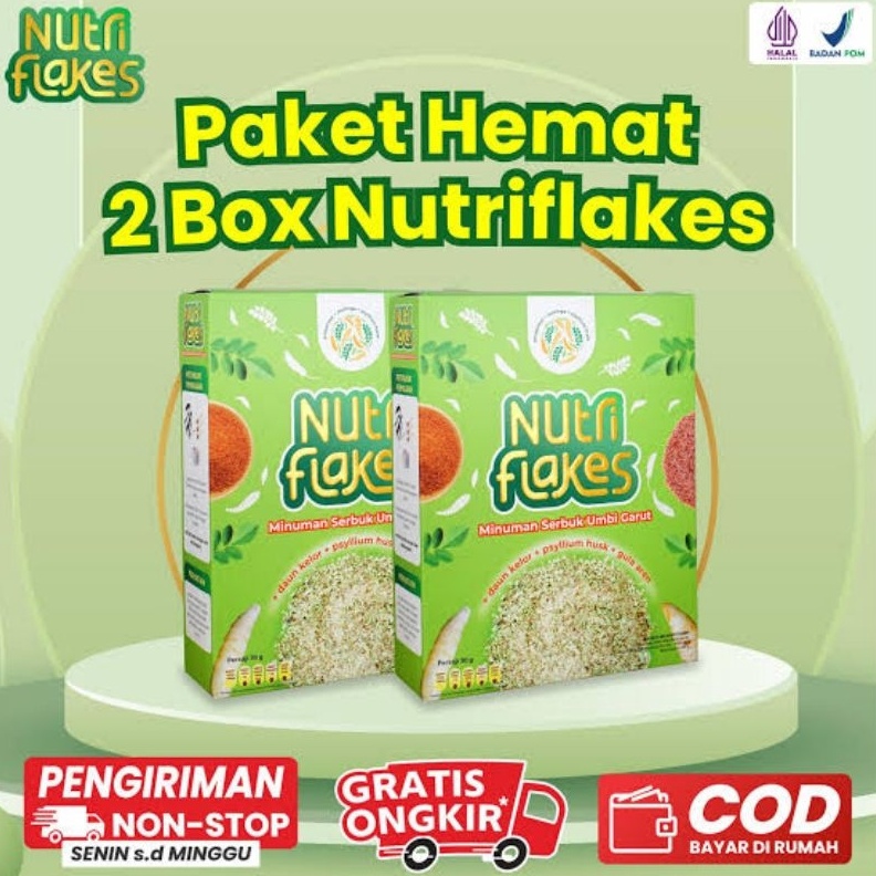 

1212 SALE Nutriflakes 2 Box Original Minuman Umbi Garut Untuk Diet Diabetes Maag Akut Perbaiki Sistem Pencernaan Terapi Asam Lambung Magh Kontrol Kolesterol gas