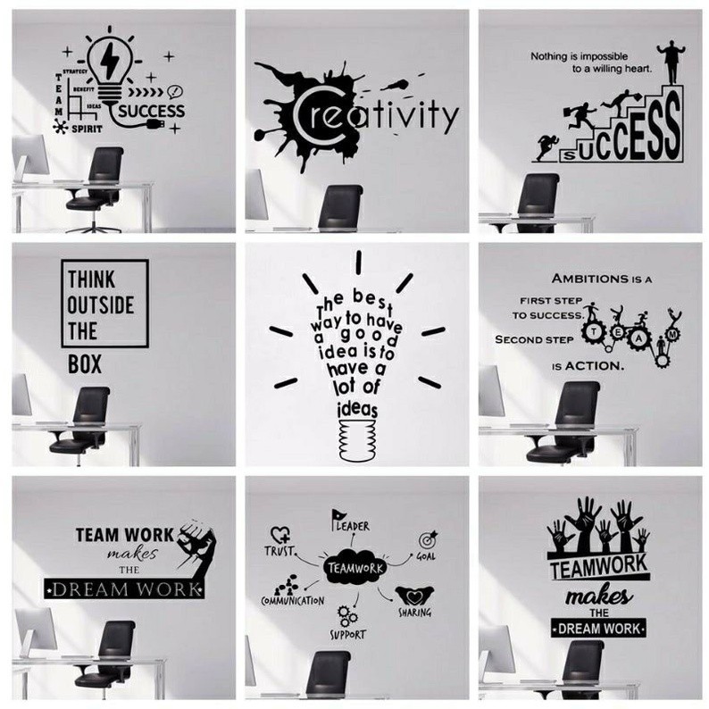 STIKER DINDING WALLPAPER QUOTES MOTIVASI TEAMWORK CUSTOM CUTTING
