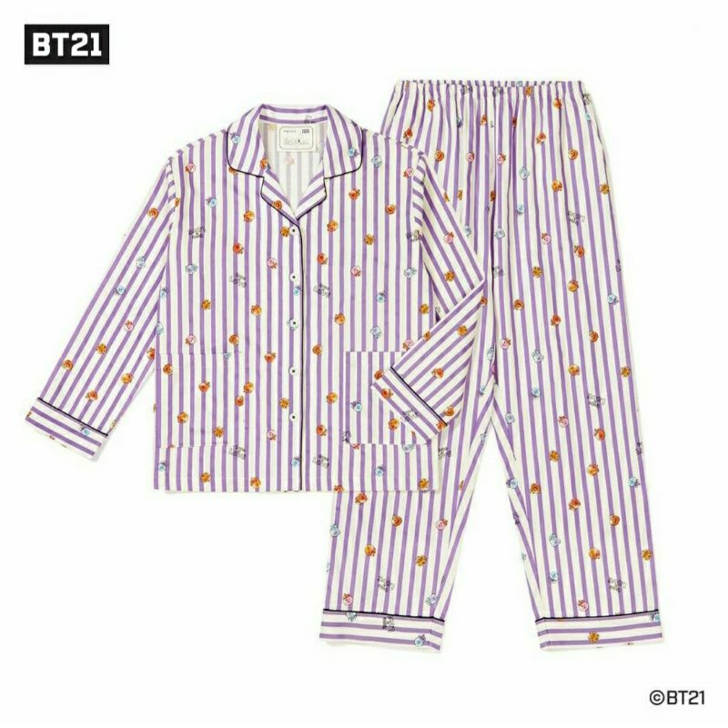 (PO) OFFICIAL BIG SALE BTS #BT21 Border Check Pajama Set